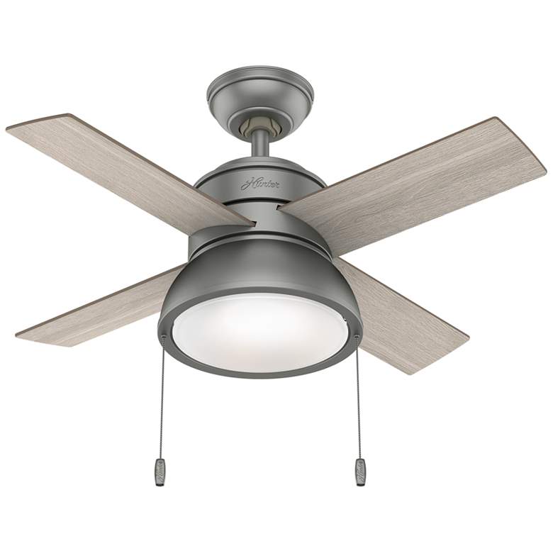 Image 1 36 inch Hunter Loki Matte Silver LED Ceiling Fan with Pull Chain