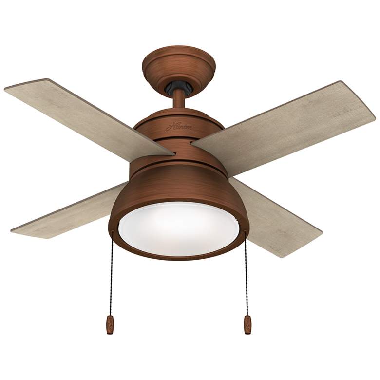 Image 1 36 inch Hunter Loki Weathered Copper LED Ceiling Fan with Pull Chain