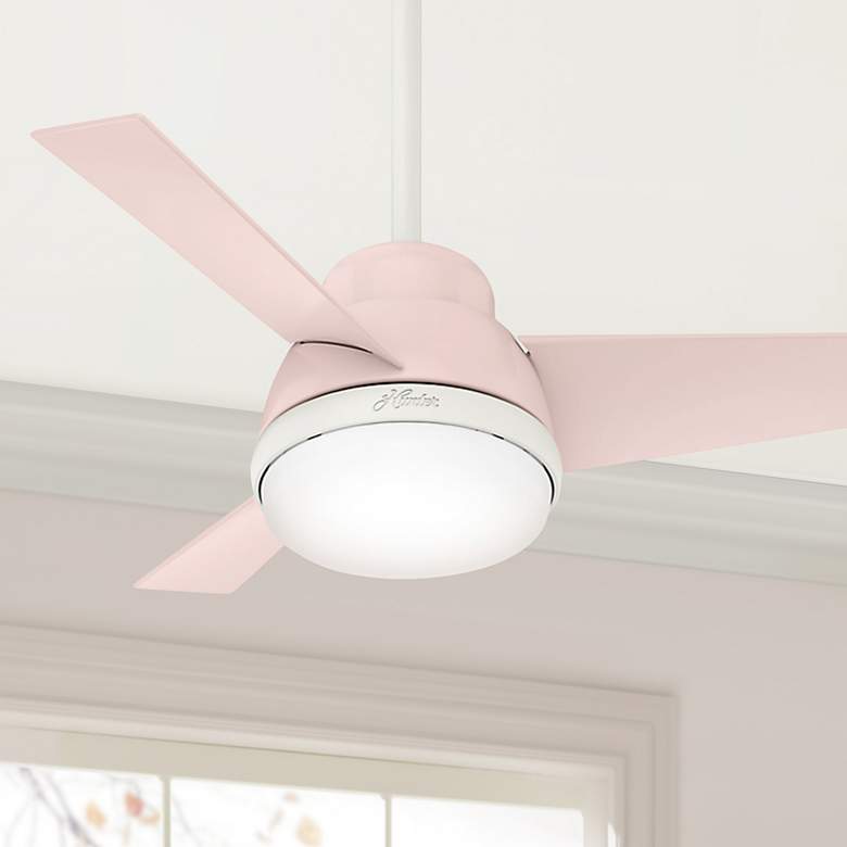 Image 1 36 inch Hunter Valda Blush Pink Modern LED Ceiling Fan with Remote