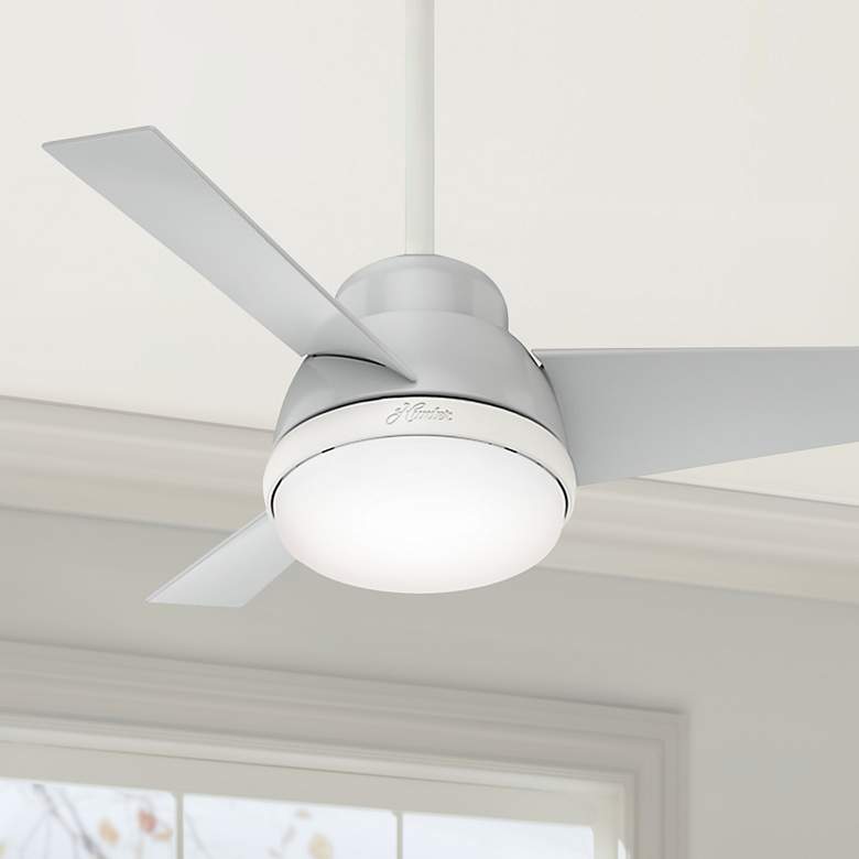 Image 1 36 inch Hunter Valda Dove Grey Modern LED Ceiling Fan with Remote