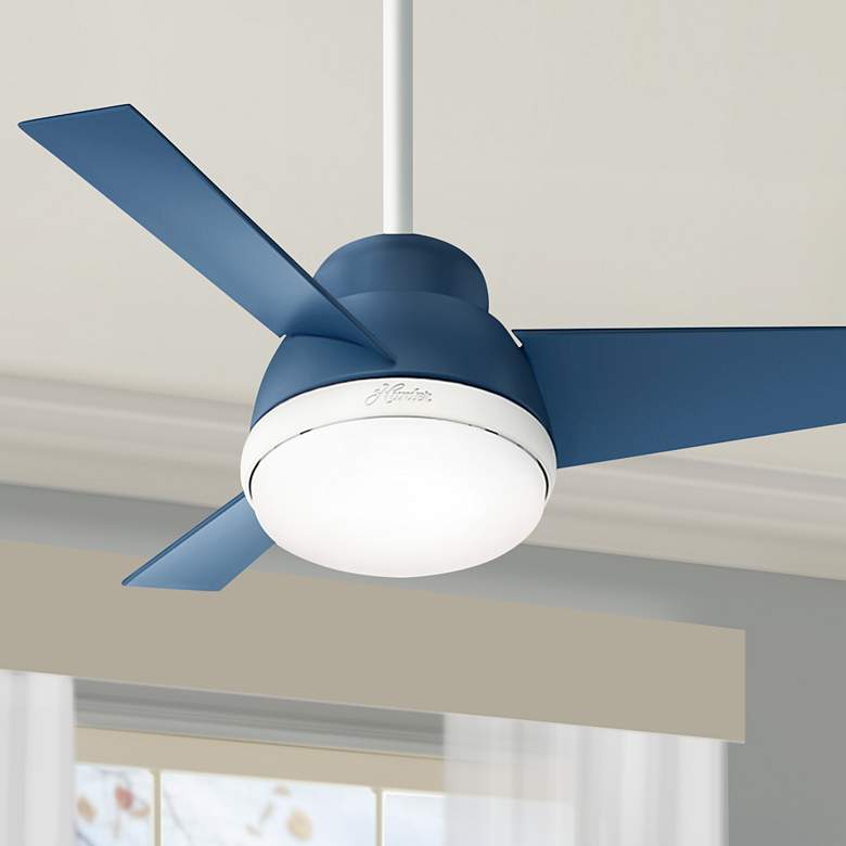 Image 1 36" Hunter Valda Indigo Blue LED Ceiling Fan with Remote