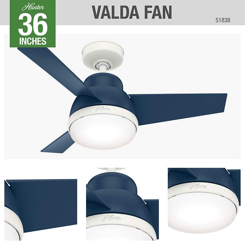 Image 4 36" Hunter Valda Indigo Blue LED Ceiling Fan with Remote more views