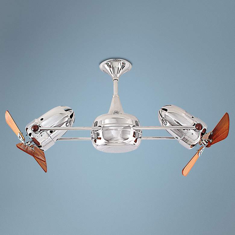 Image 1 36" Matthews Duplo Dinamico Dual-Head Chrome Directional Ceiling Fan