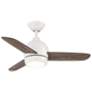 36" Mini Matte White LED Ceiling Fan w/ Vintage Oak Blades