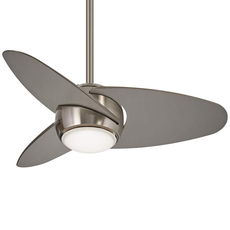 Image 2 36 inch Minka Aire Slant Brushed Steel Modern LED Ceiling Fan with Remote