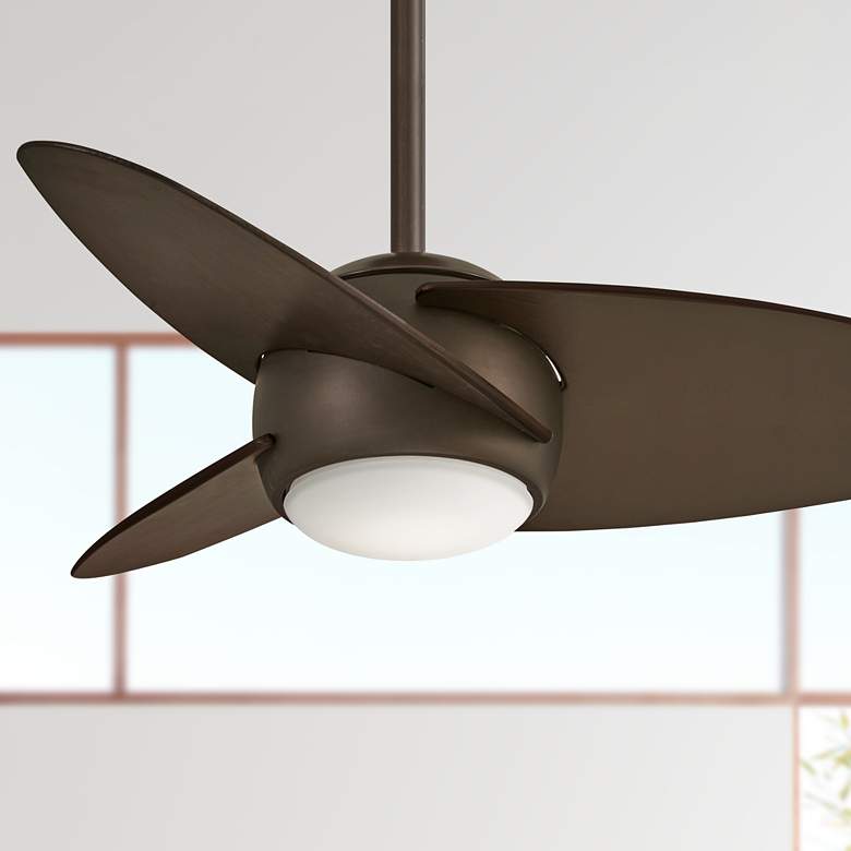 Image 1 36" Minka Aire Slant Oil Rubbed Bronze LED Ceiling Fan with Remote