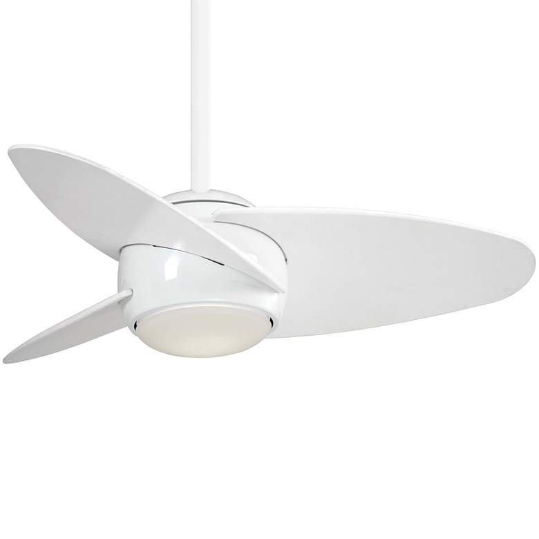 Image 2 36" Minka Aire Slant White Modern LED Ceiling Fan with Remote Control