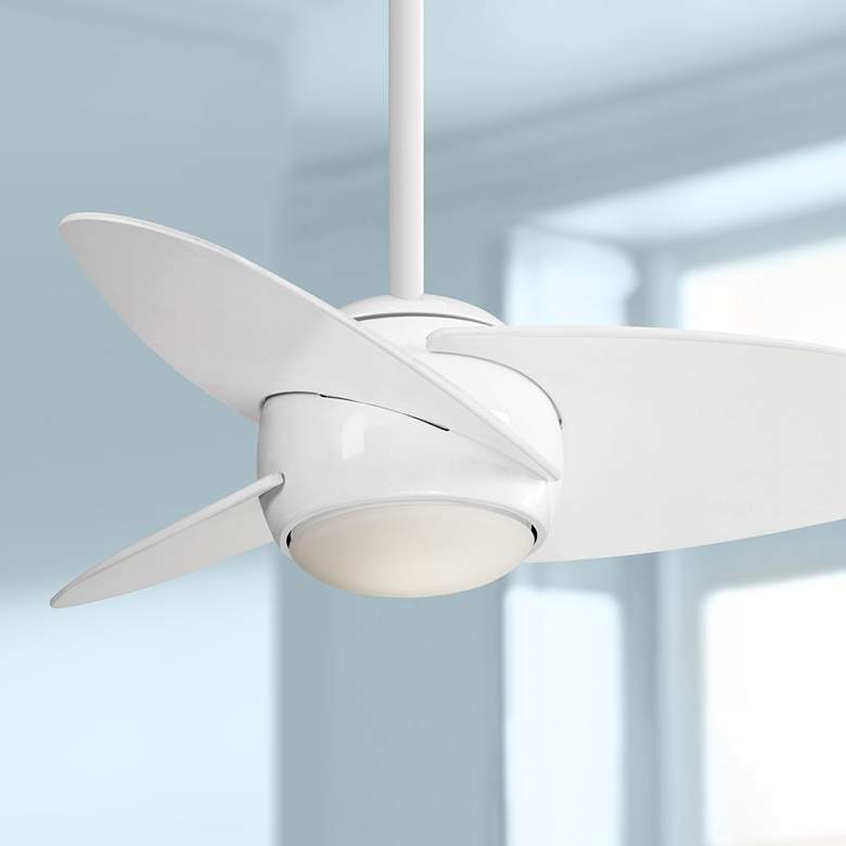 Image 1 36 inch Minka Aire Slant White Modern LED Ceiling Fan with Remote Control