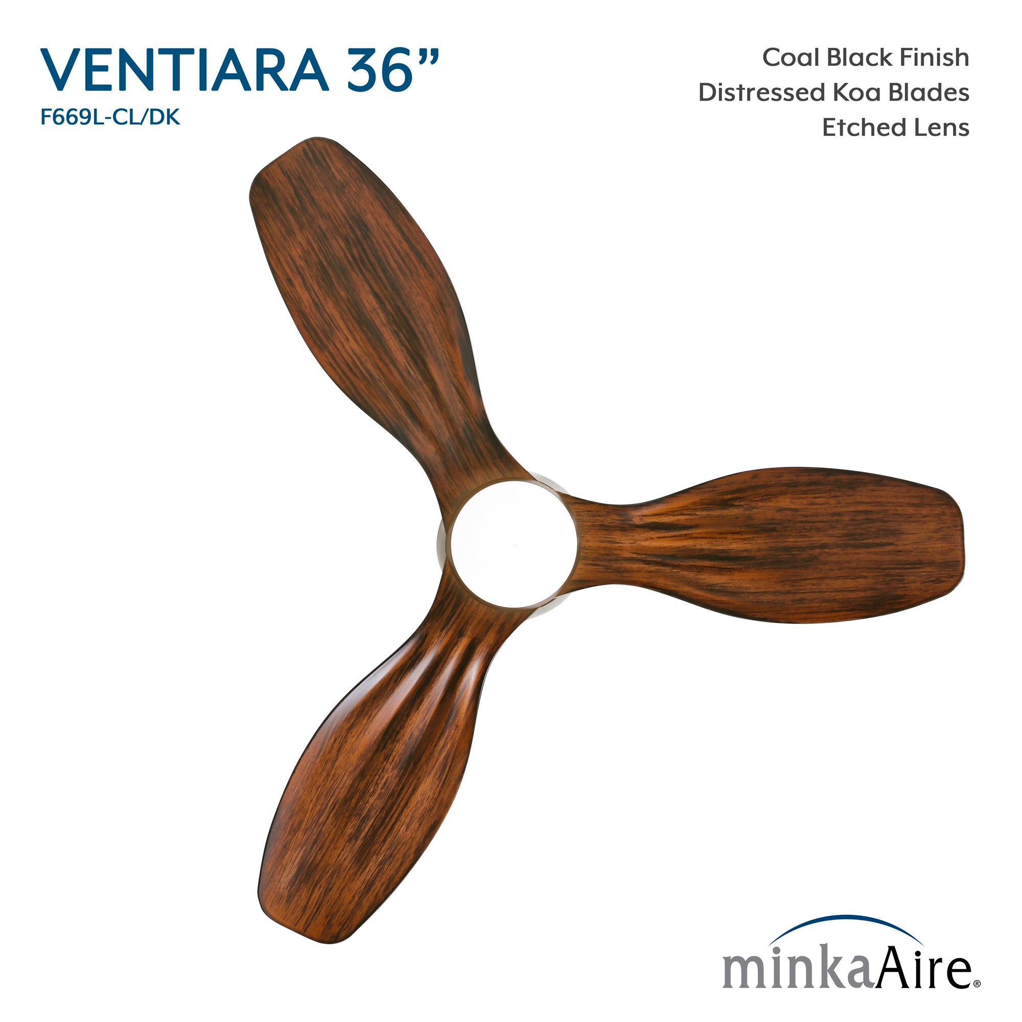 Image 4 36" Minka Aire Ventiara LED Coal Black 3-Blade Ceiling Fan more views