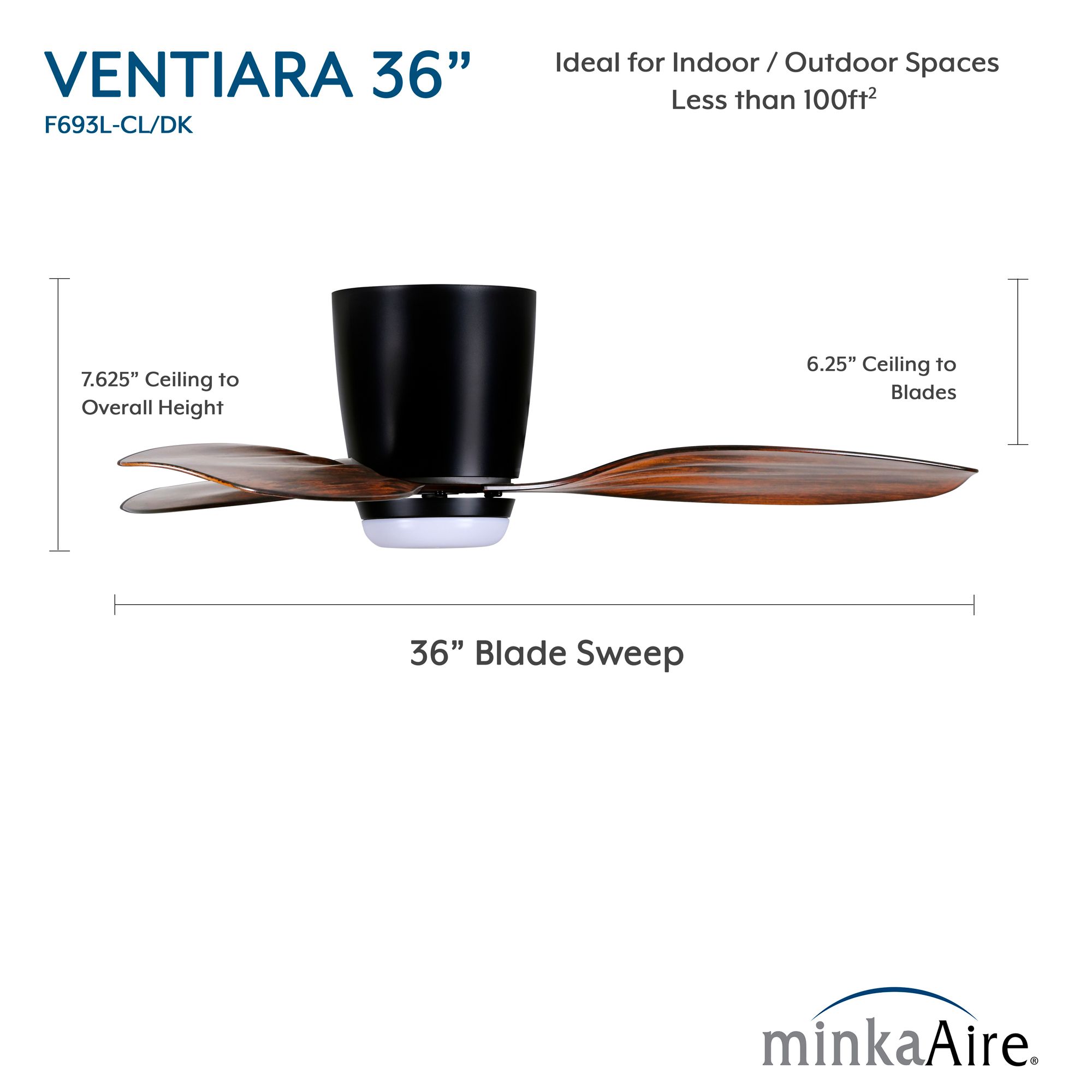 Image 7 36" Minka Aire Ventiara LED Coal Black 3-Blade Ceiling Fan more views