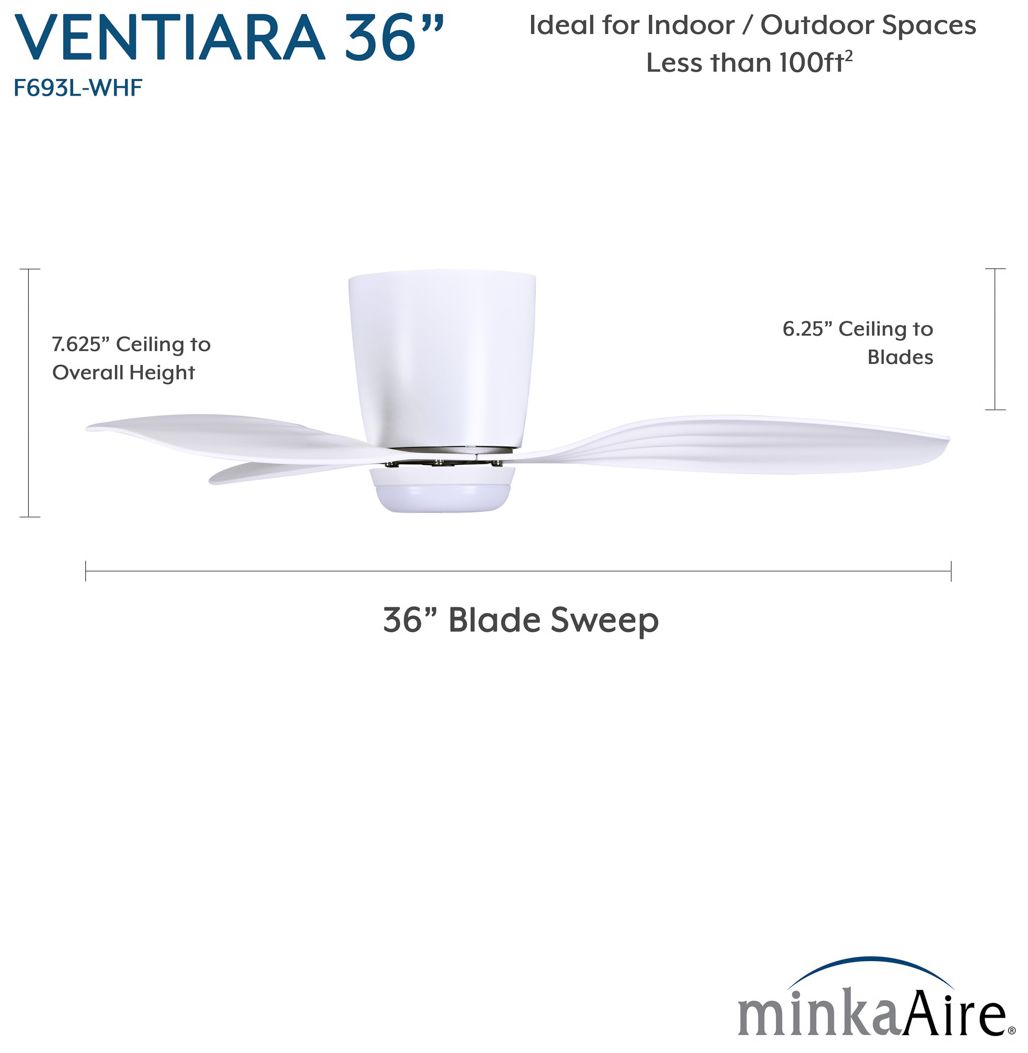 Image 3 36" Minka Aire Ventiara LED Flat White 3-Blade Ceiling Fan more views