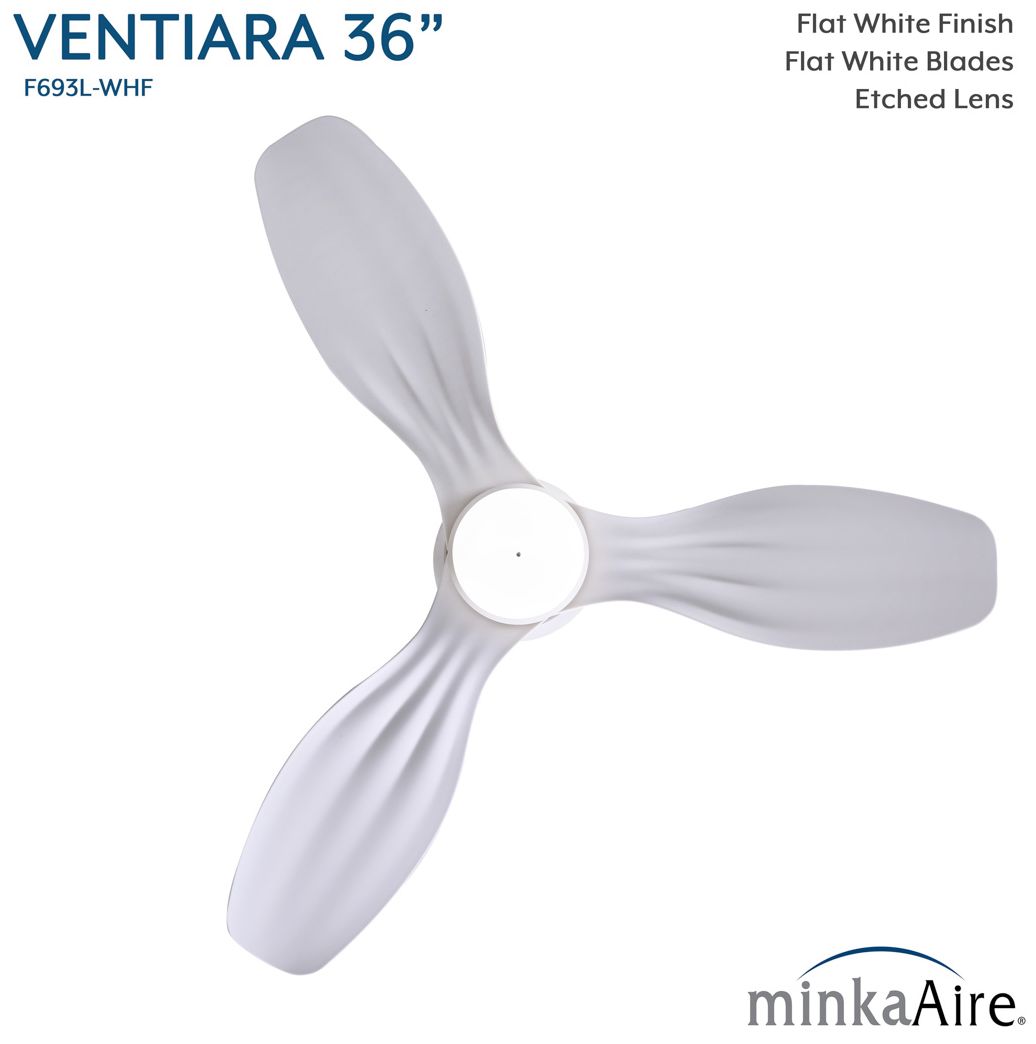 Image 4 36" Minka Aire Ventiara LED Flat White 3-Blade Ceiling Fan more views