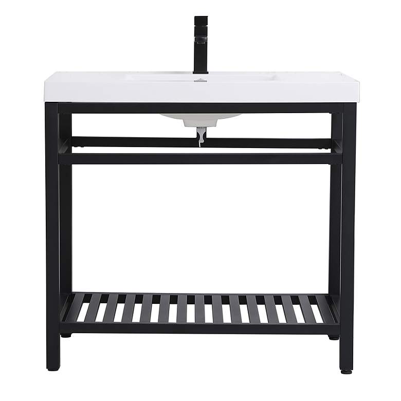 Image 2 36 Inch Single Bathroom Metal Vanity In Black more views