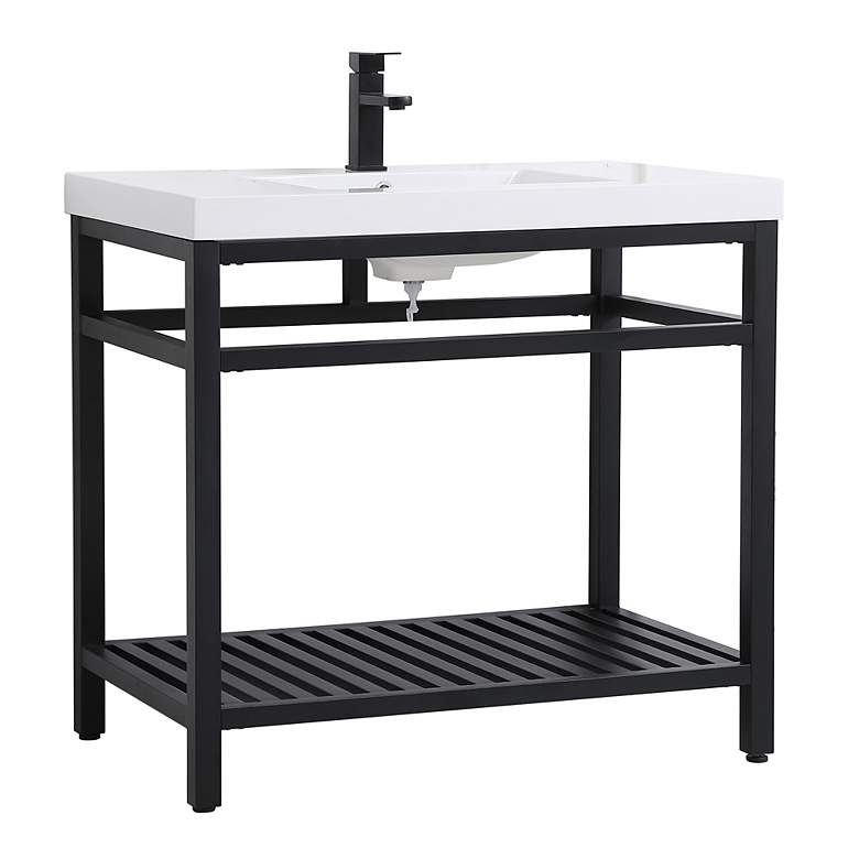 Image 4 36 Inch Single Bathroom Metal Vanity In Black more views