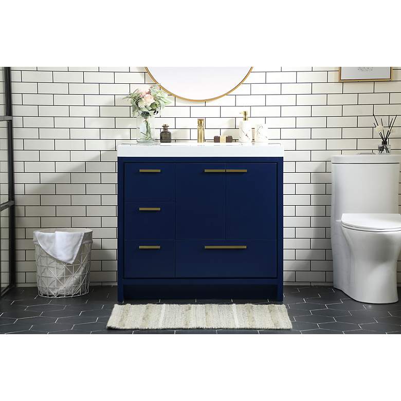 Image 3 36 Inch Single Bathroom Vanity In Blue more views