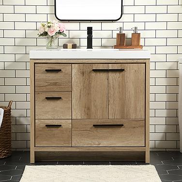 36 Inch Single Bathroom Vanity In Natural Oak
