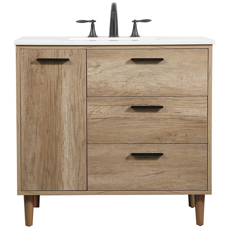 Image 1 36 Inch Single Bathroom Vanity In Natural Oak