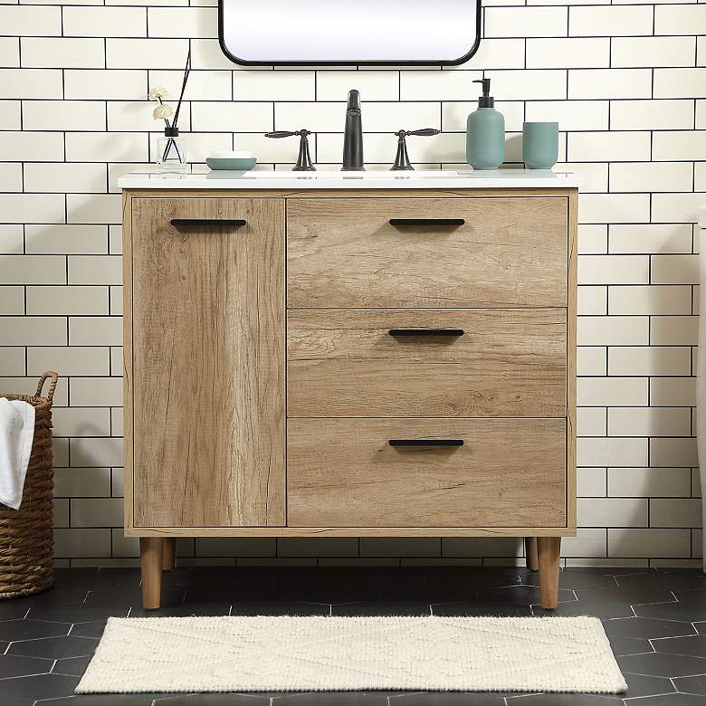 Image 1 36 Inch Single Bathroom Vanity In Natural Oak