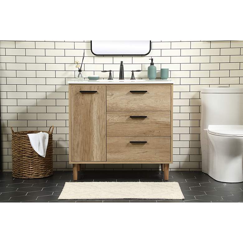Image 3 36 Inch Single Bathroom Vanity In Natural Oak more views
