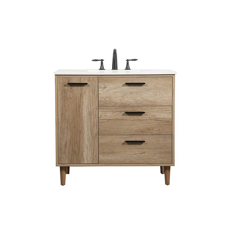 Image 4 36 Inch Single Bathroom Vanity In Natural Oak more views