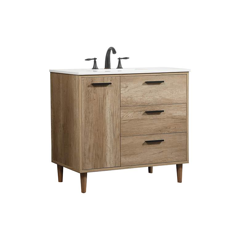 Image 5 36 Inch Single Bathroom Vanity In Natural Oak more views