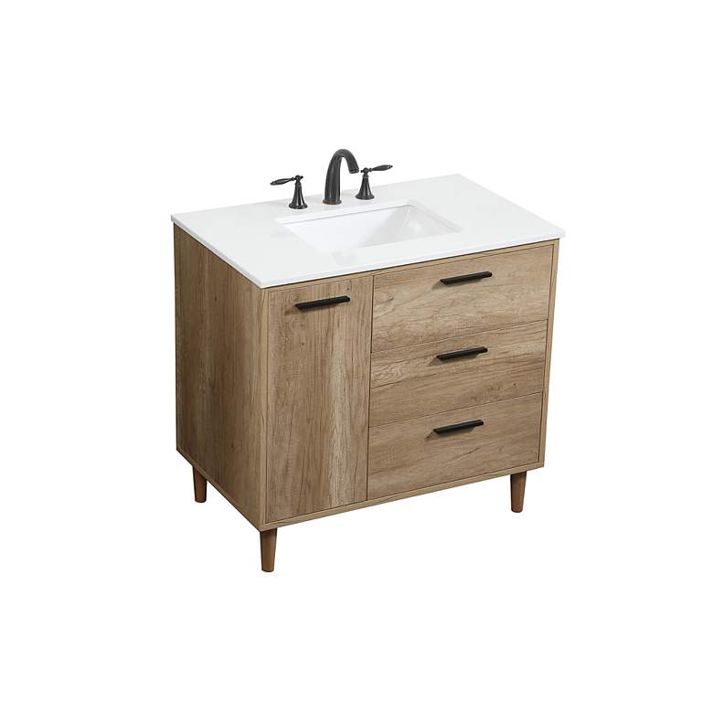 Image 6 36 Inch Single Bathroom Vanity In Natural Oak more views