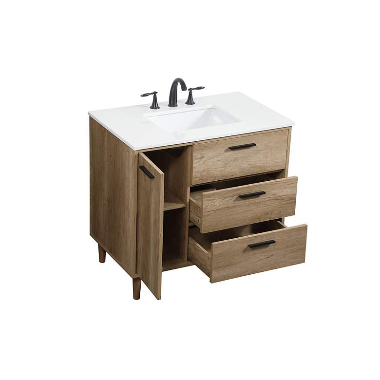 Image 7 36 Inch Single Bathroom Vanity In Natural Oak more views