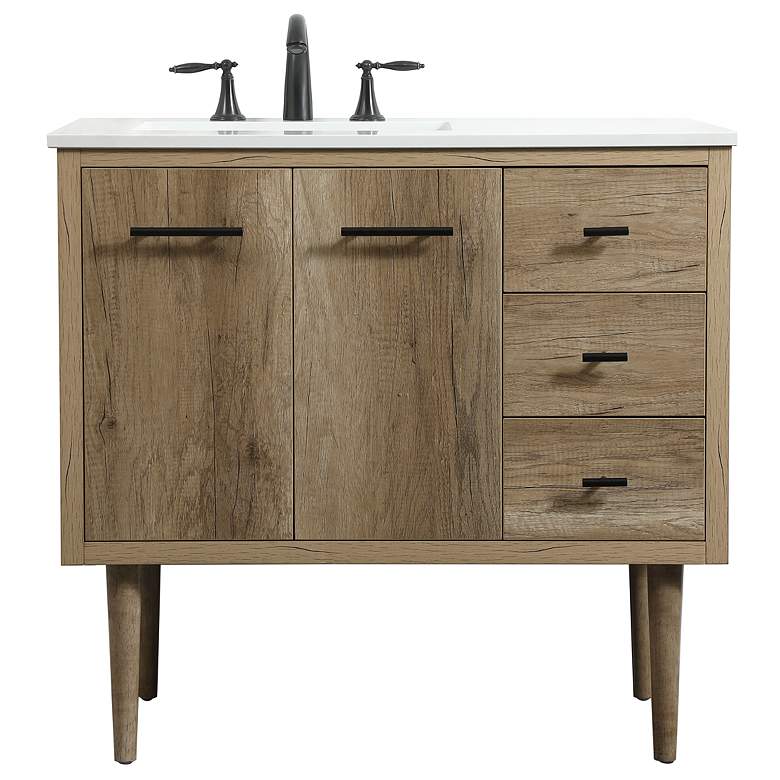 Image 1 36 Inch Single Bathroom Vanity In Natural Oak