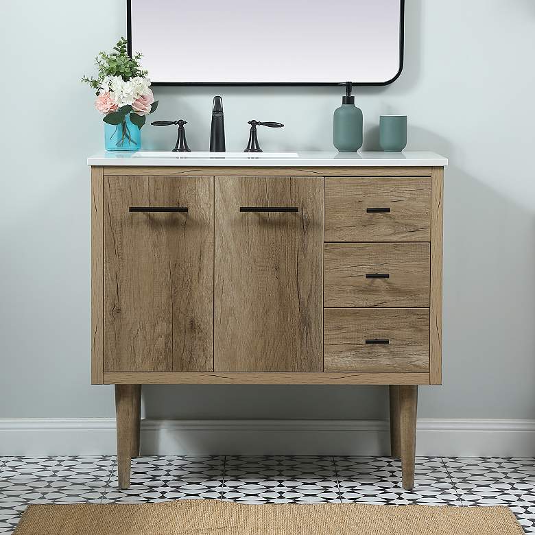 Image 1 36 Inch Single Bathroom Vanity In Natural Oak