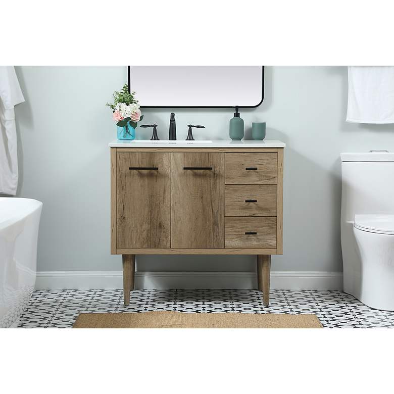 Image 3 36 Inch Single Bathroom Vanity In Natural Oak more views