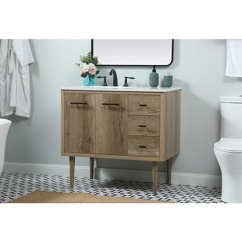 Image 4 36 Inch Single Bathroom Vanity In Natural Oak more views