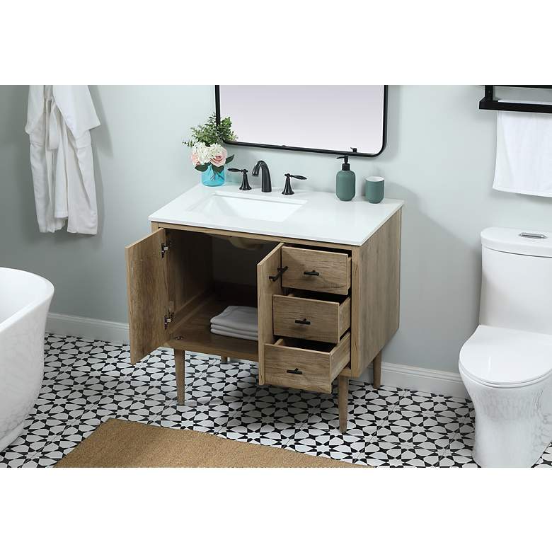 Image 5 36 Inch Single Bathroom Vanity In Natural Oak more views