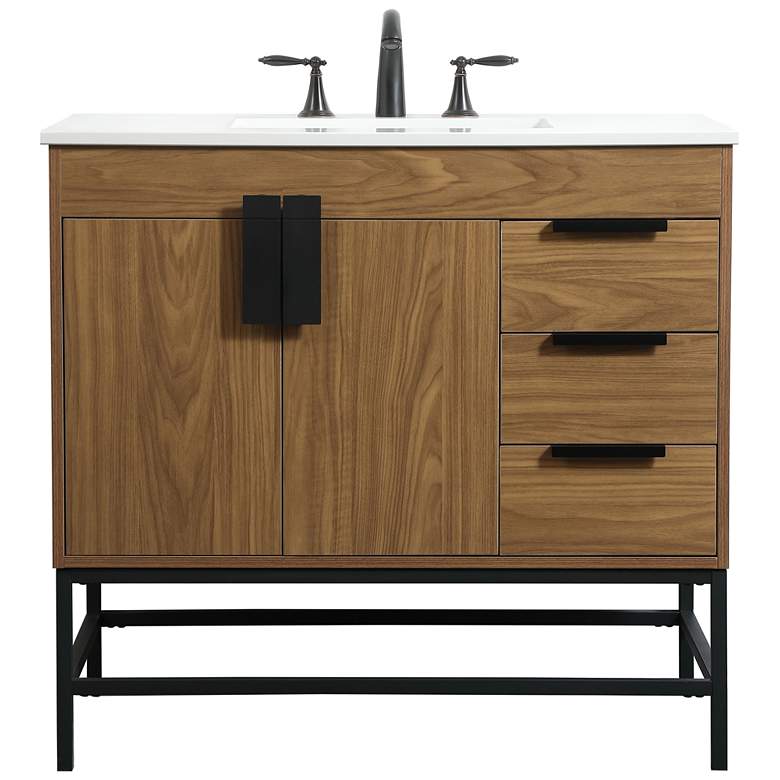 Image 1 36 Inch Single Bathroom Vanity In Walnut Brown