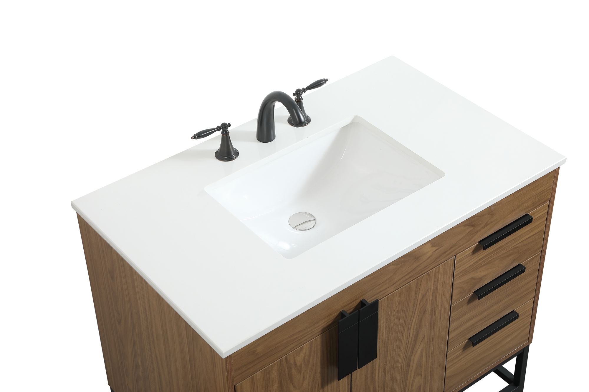 36 Inch Single Bathroom Vanity In Walnut Brown