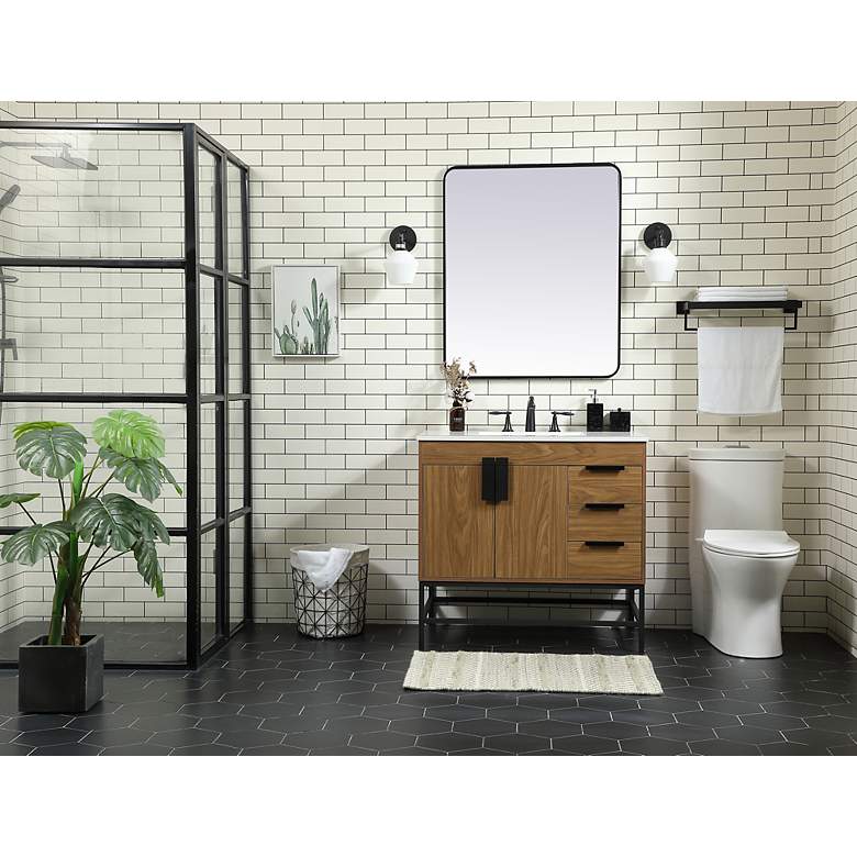 Image 6 36 Inch Single Bathroom Vanity In Walnut Brown more views