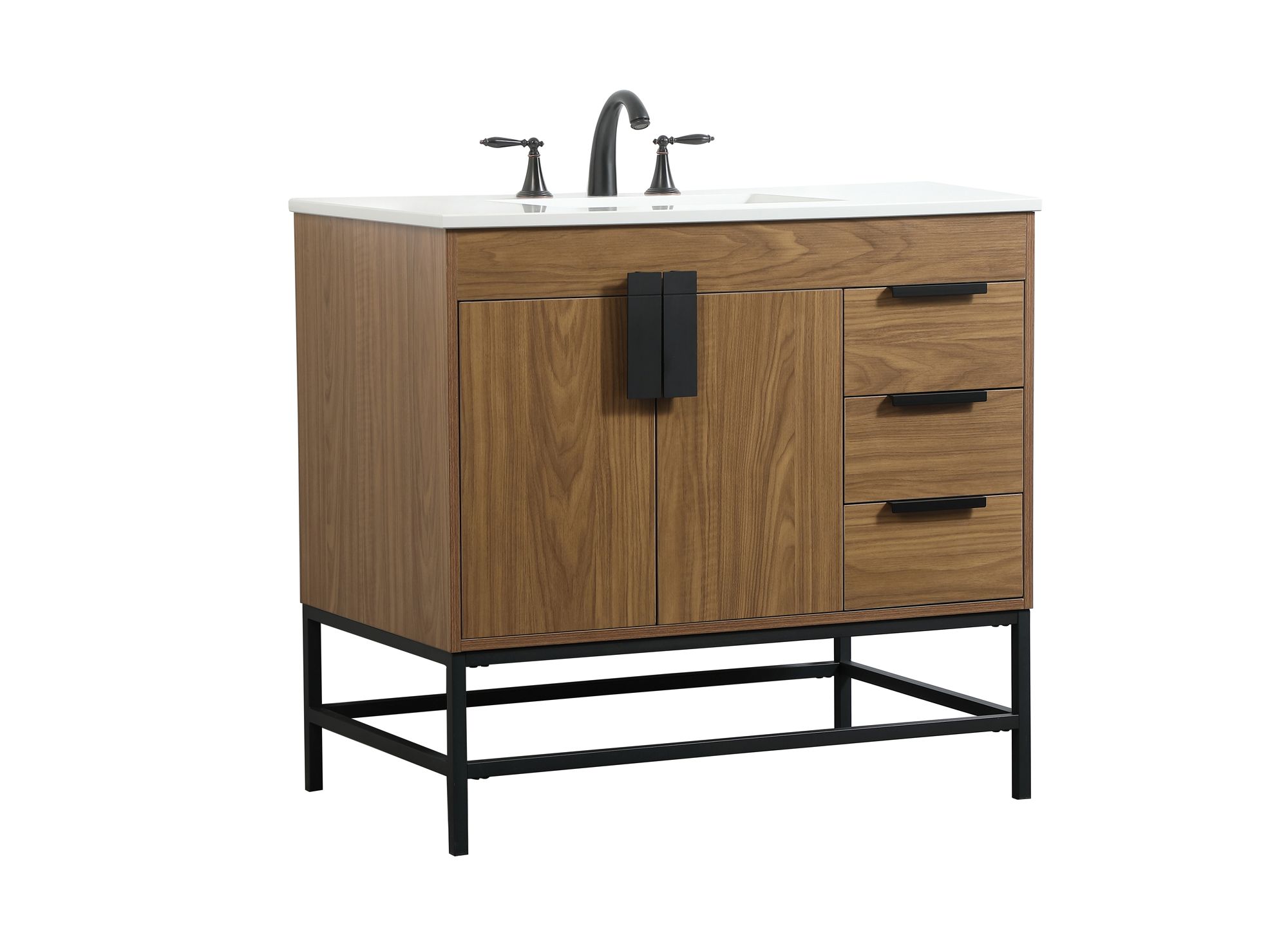 36 Inch Single Bathroom Vanity In Walnut Brown