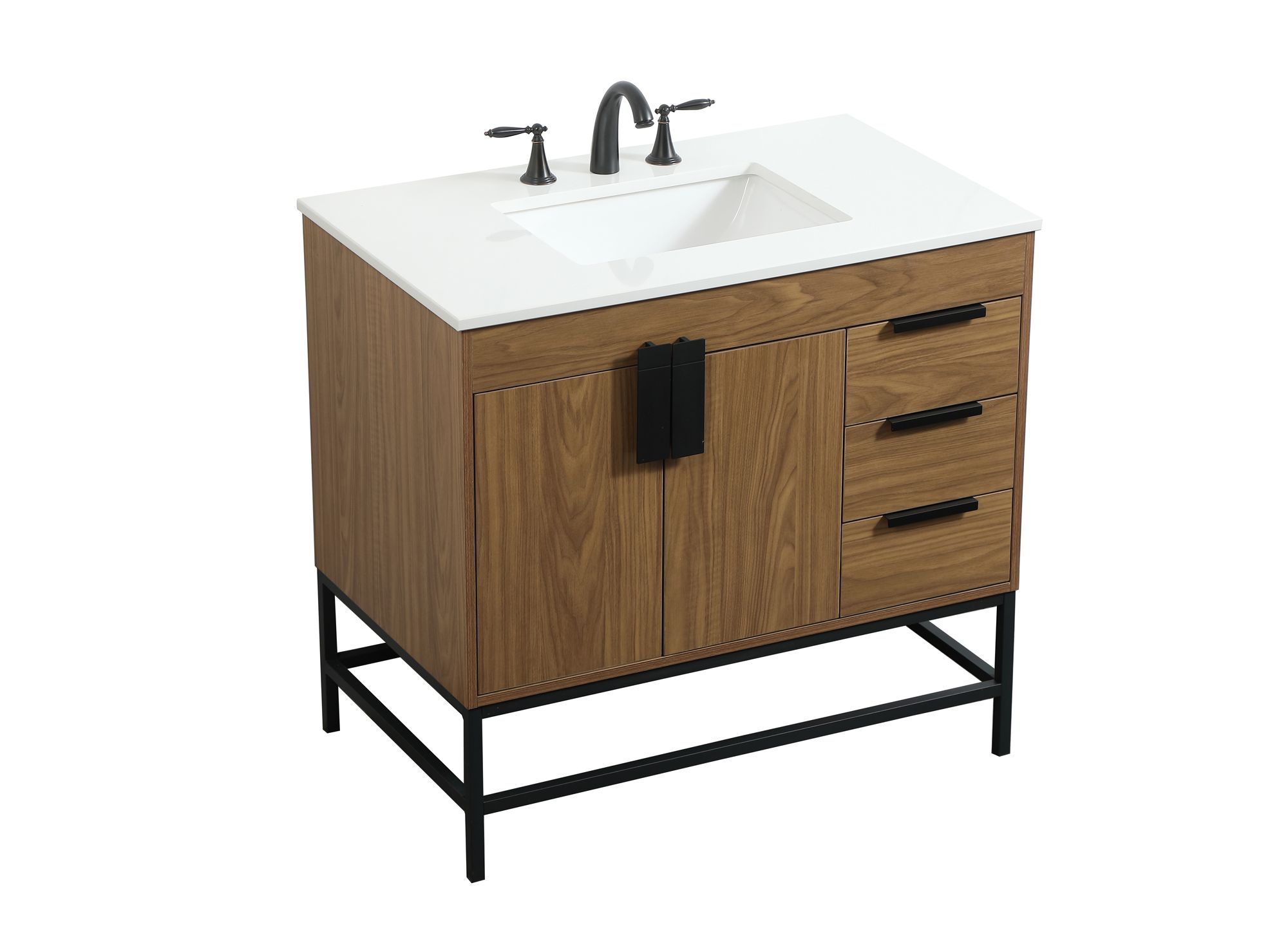 36 Inch Single Bathroom Vanity In Walnut Brown
