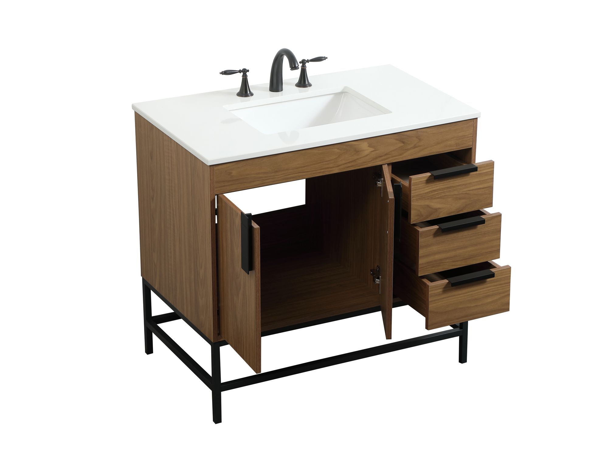36 Inch Single Bathroom Vanity In Walnut Brown