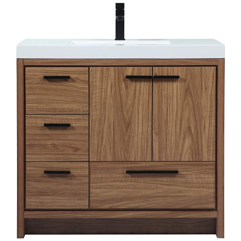 Image 1 36 Inch Single Bathroom Vanity In Walnut Brown