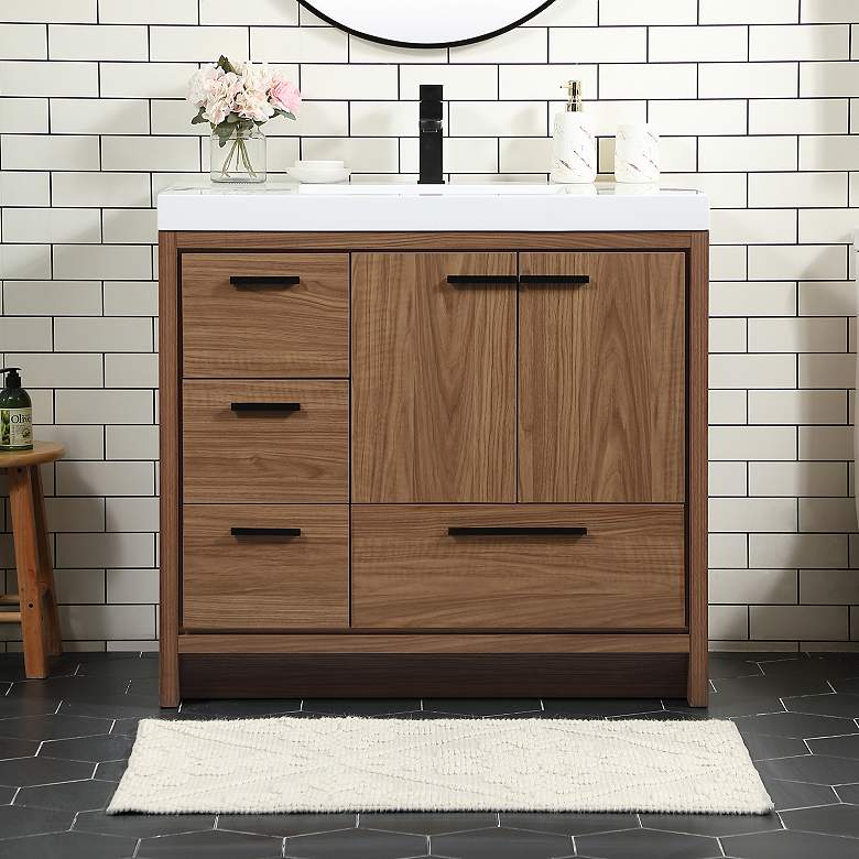 Image 1 36 Inch Single Bathroom Vanity In Walnut Brown