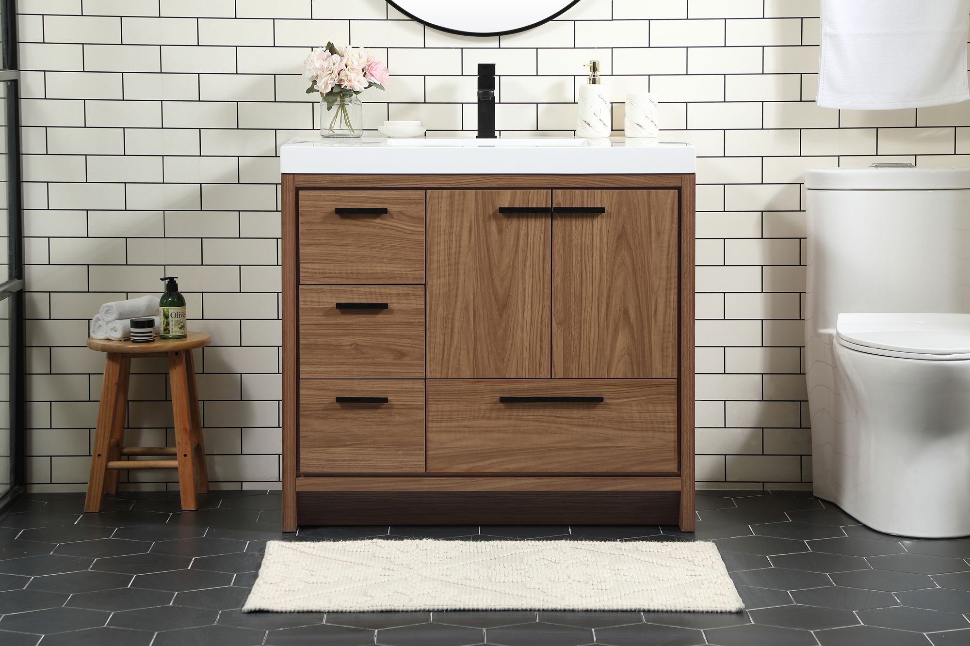 Image 3 36 Inch Single Bathroom Vanity In Walnut Brown more views