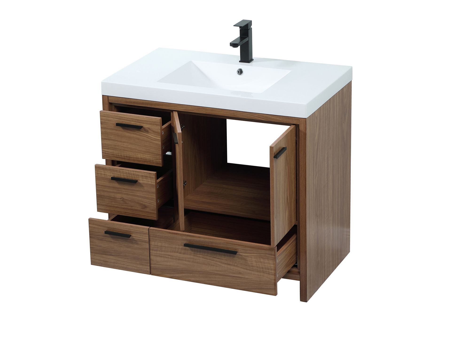 Image 7 36 Inch Single Bathroom Vanity In Walnut Brown more views