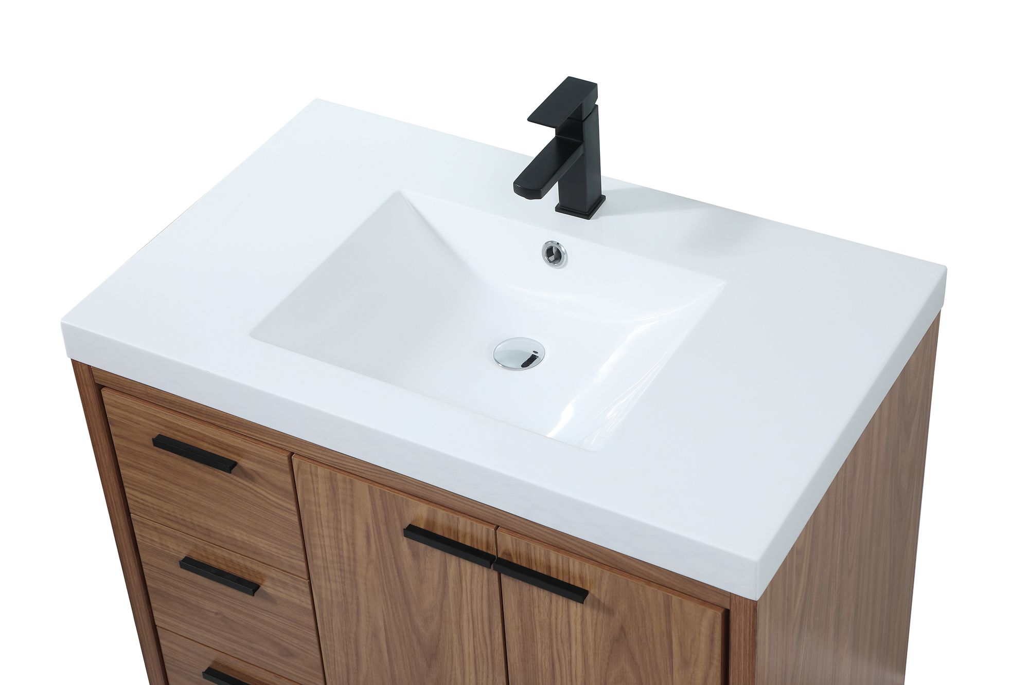 36 Inch Single Bathroom Vanity In Walnut Brown