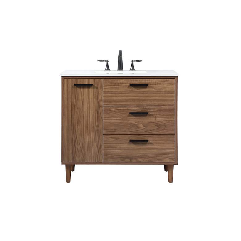 Image 4 36 Inch Single Bathroom Vanity In Walnut Brown more views