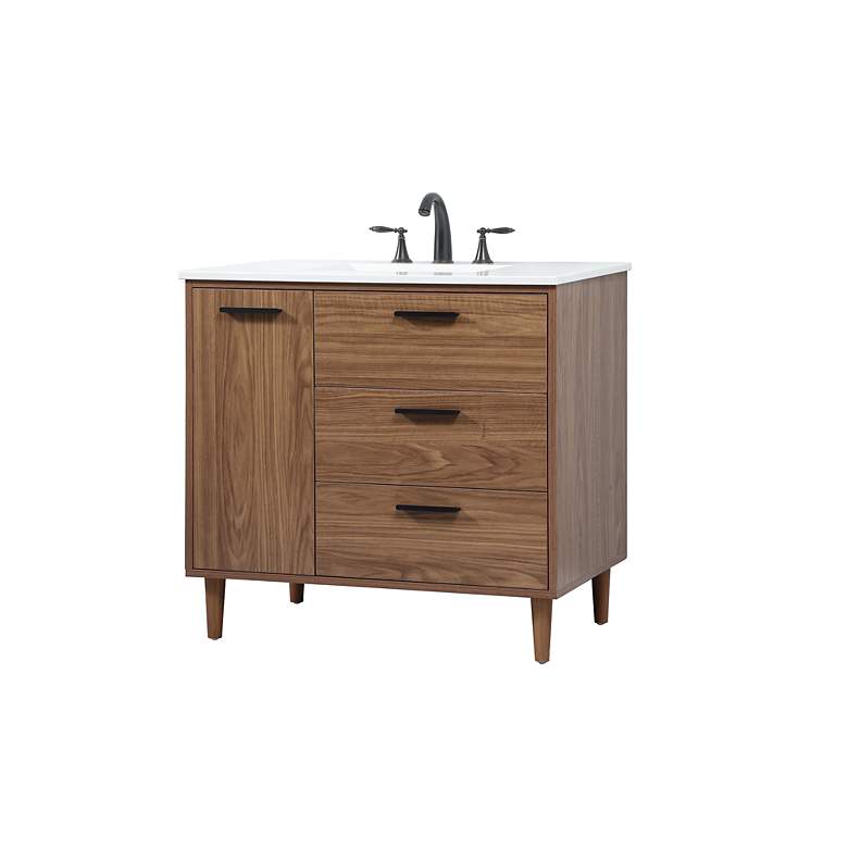 Image 5 36 Inch Single Bathroom Vanity In Walnut Brown more views