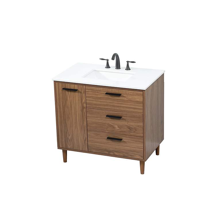 Image 6 36 Inch Single Bathroom Vanity In Walnut Brown more views