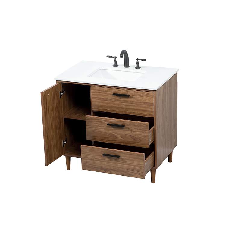 Image 7 36 Inch Single Bathroom Vanity In Walnut Brown more views