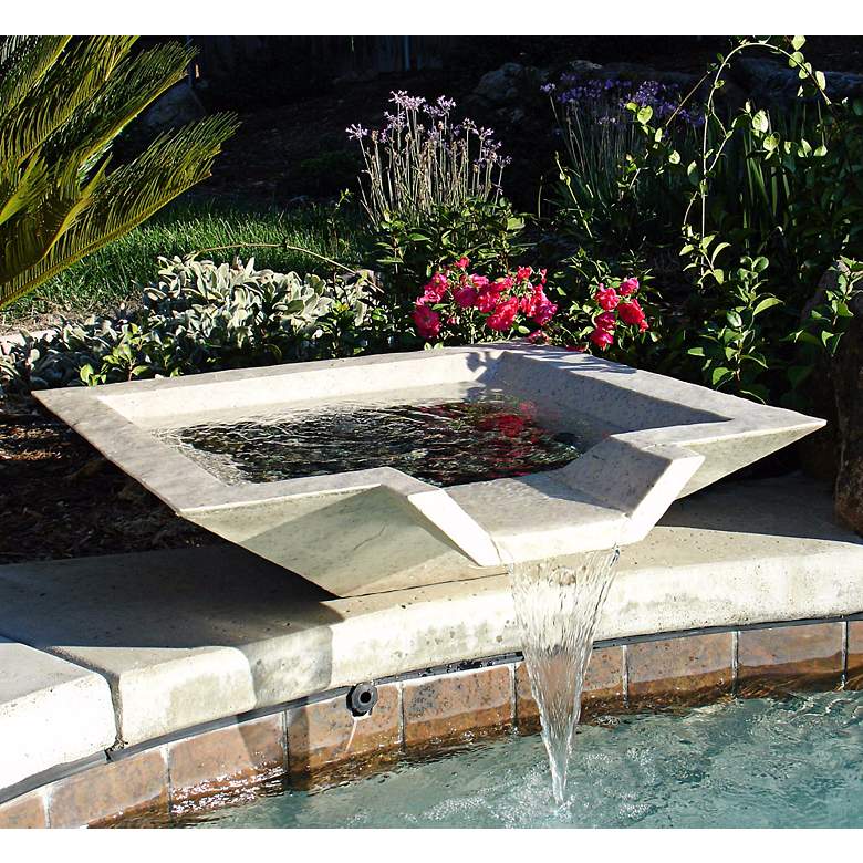 Image 1 36 inch Square Sandstone Outdoor Pool or Pond Fountain