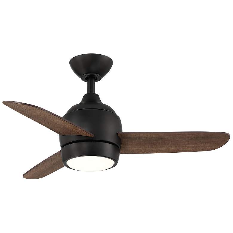Image 1 36" The Mini Matte Black LED Ceiling Fan w/ Espresso Blades