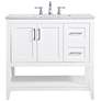 36-Inch White Single Sink Bathroom Vanity With White Calacatta Quartz Top in scene